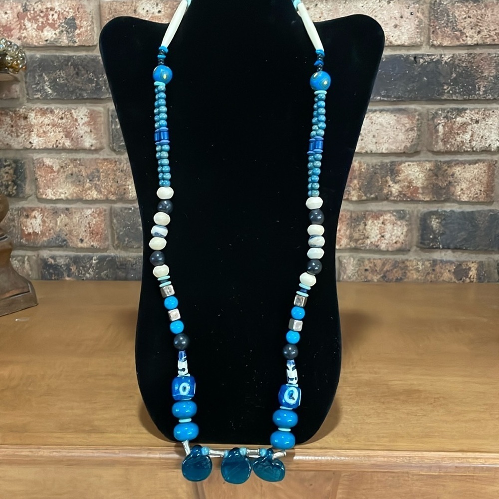 Venetian Glass Beads, bone, and metal necklace